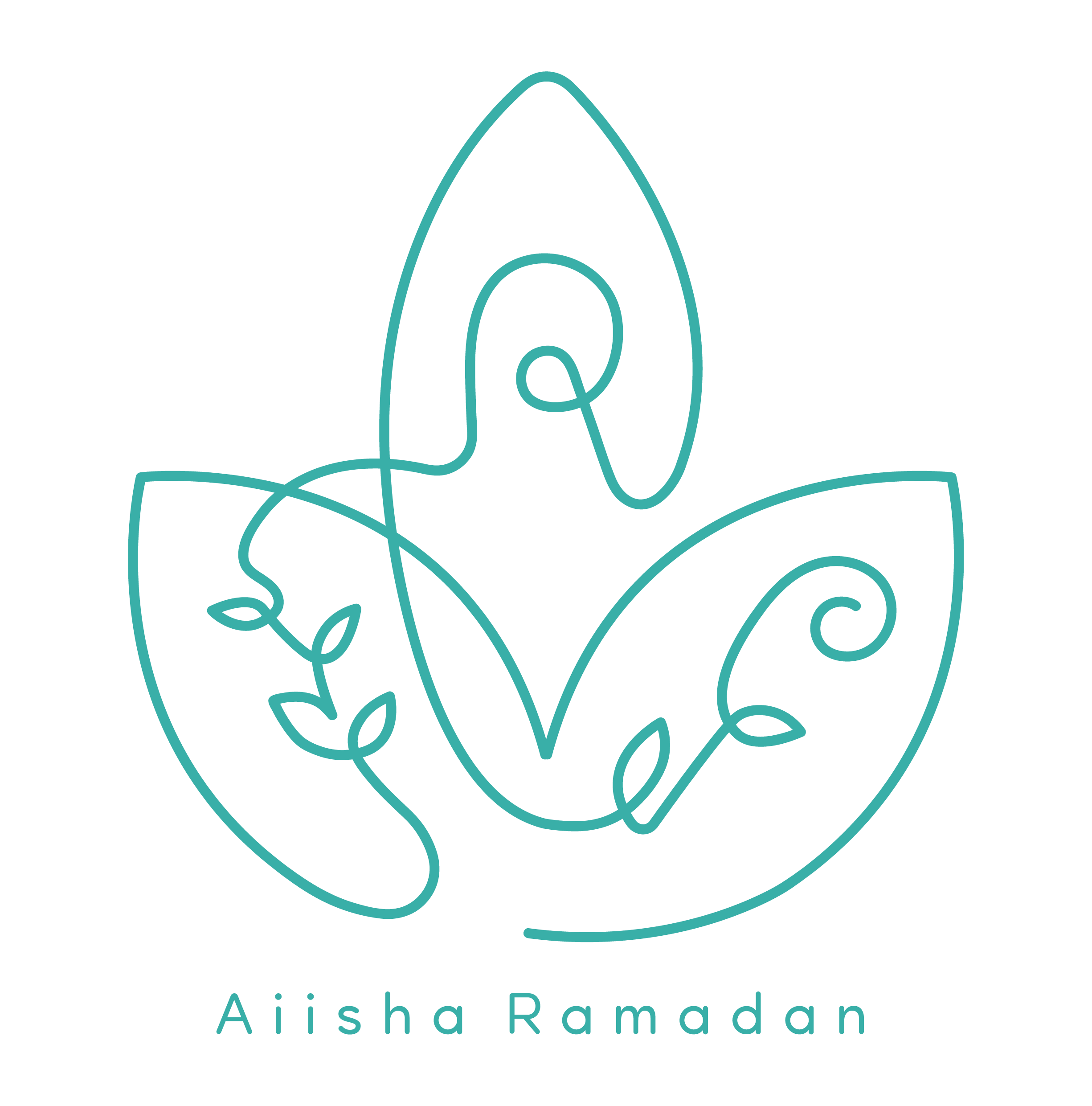 Aiisha Ramadan — one-line lotus mark